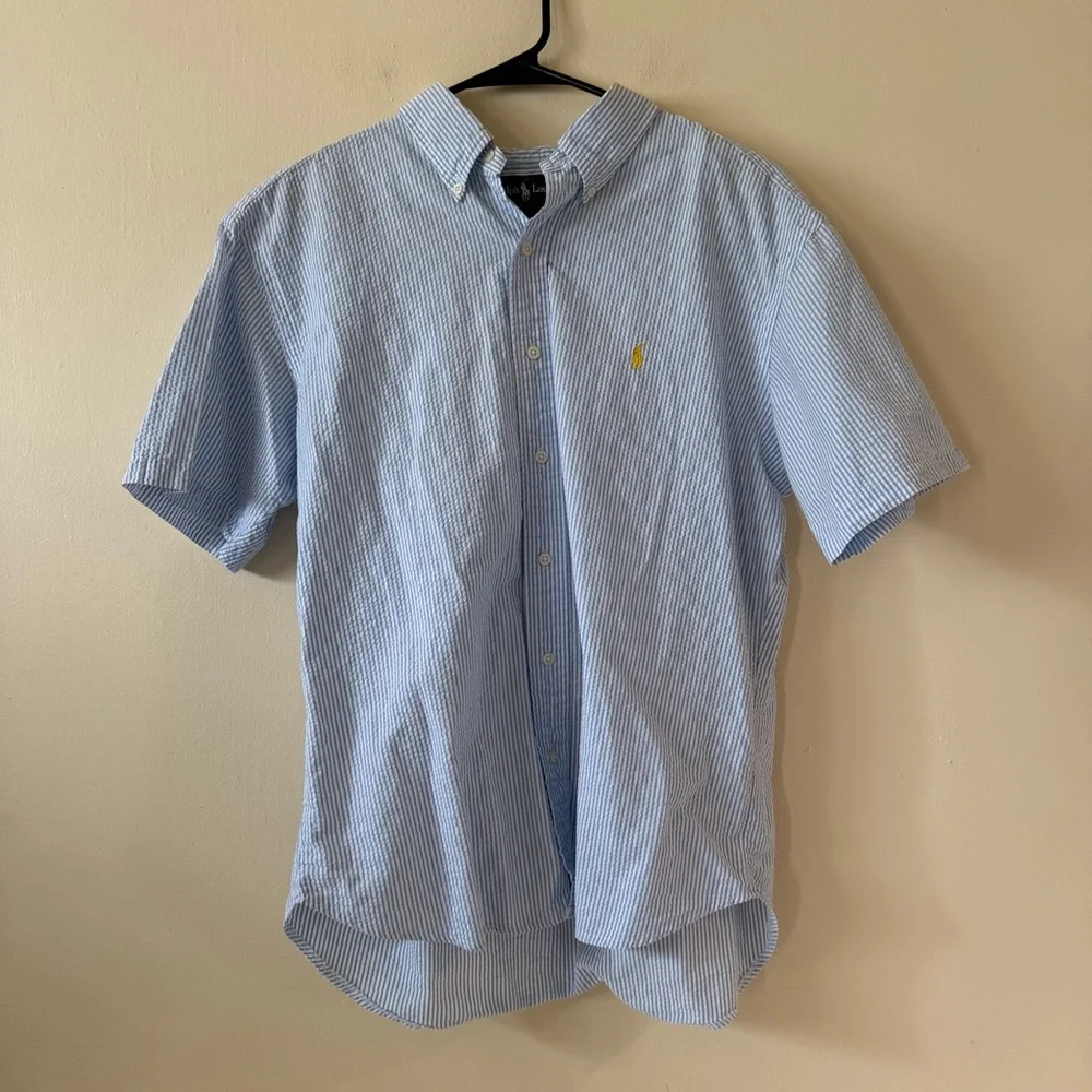 Polo Ralph Lauren Classic Fit Seersucker Shirt Men XL Blue Prepster Untucked